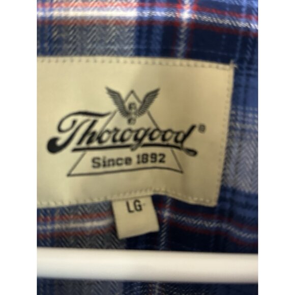 NWT Thorogood Wellington Western Shirt Men’s Large Snap Pockets Blue Plaid - Picture 8 of 11